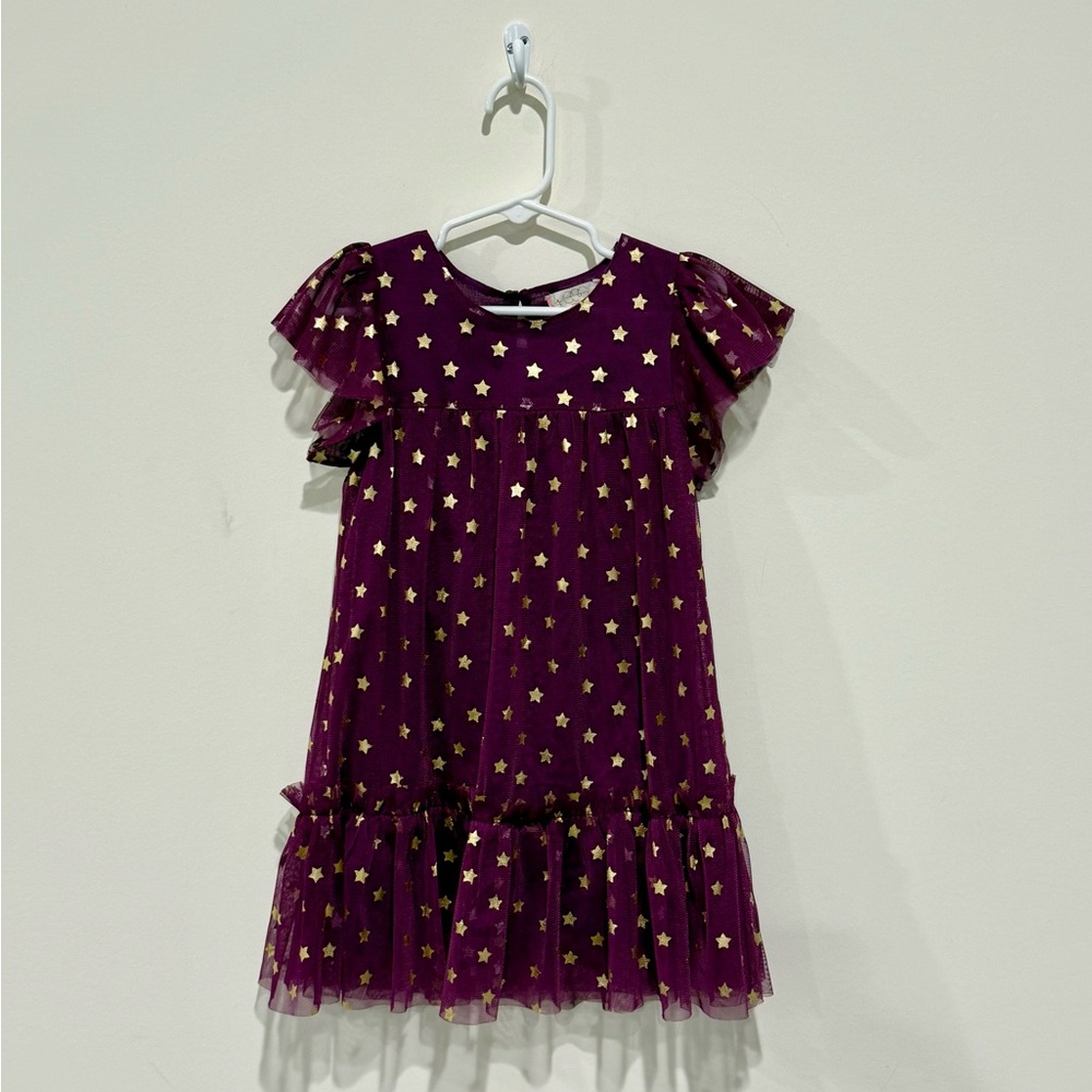 • Egg New York • Girls Star Tulle Dress Purple and Gold
-4T